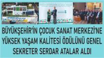 Büyükşehir’in Çocuk Sanat Merkezi’ne Yüksek Yaşam Kalitesi Ödülü